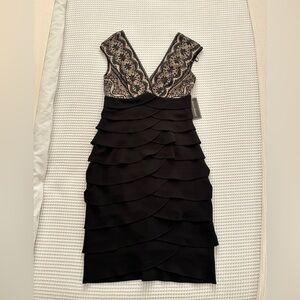 Elegant Black Lace Ruffled Dress